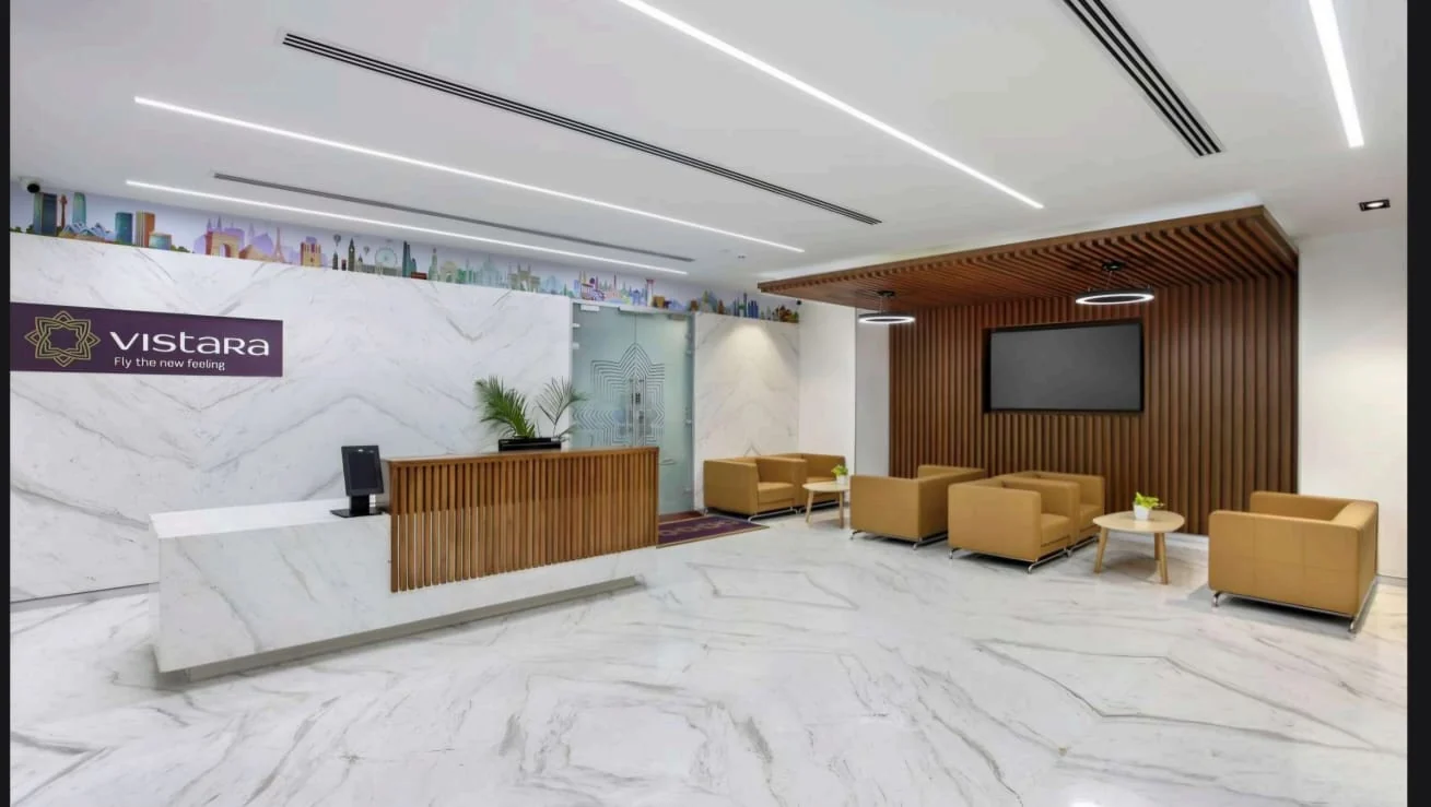 Reception of a completed workplace interior by N+B Design Studio